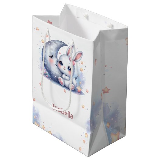 schattig konijn en halve maan medium cadeauzakje (Voorkant Gekanteld)