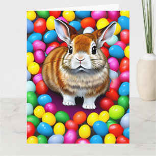 Schattig konijn en jellybeans vrolijk Pasen groet Kaart