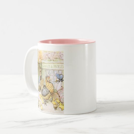 Schattig konijn en pluimvee tweekleurige koffiemok (Voorkant links)