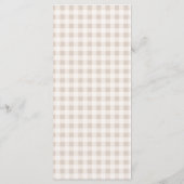 Schattig Konijn En Wortels Beige Gingham Paasbrunc Menu (Achterkant)