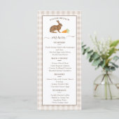 Schattig Konijn En Wortels Beige Gingham Paasbrunc Menu (Staand voorkant)