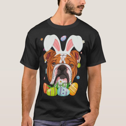 Schattig konijn Engels bulldog hondje hoofd & paas T-shirt (Voorkant)