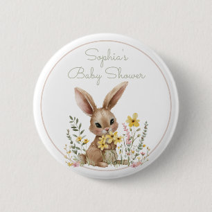 Schattig Konijn Gele Bloemen Lente Baby Borrel Ronde Button 5,7 Cm