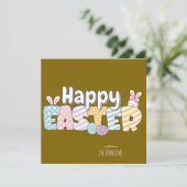 Schattig Konijn Gelukkig Pasen Feestdagenkaart (Staand voorkant)