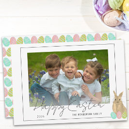 Schattig Konijn Gelukkig Pasen Foto Feestdagenkaart