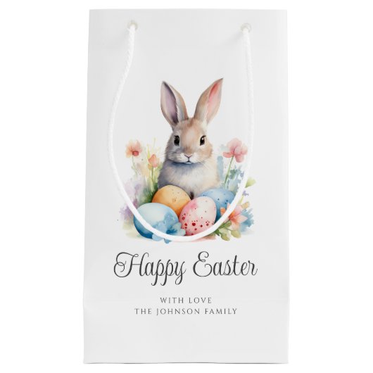 Schattig Konijn Gelukkig Pasen Klein Cadeauzakje (Voorkant)