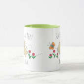 Schattig konijn gelukkig Pasen roze bloemen Mok (Midden)