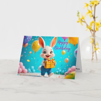Schattig Konijn Gelukkige Verjaardag  Kaart