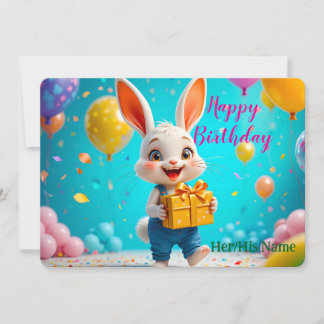 Schattig Konijn Gelukkige Verjaardag  Kaart