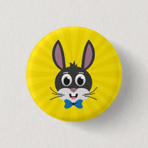 Schattig Konijn Gezicht Jongen Cartoon Paashaas Ronde Button 3,2 Cm