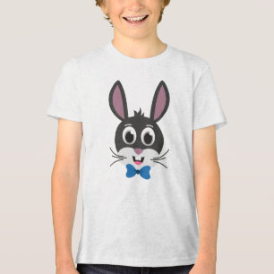 Schattig Konijn Gezicht Jongen Cartoon Paashaas Tri-Blend Shirt