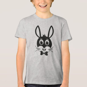 Schattig Konijn Gezicht Jongen Cartoon Paashaas Tri-Blend Shirt