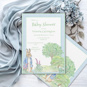 Schattig Konijn Gingham Whimsische Vintage Baby Sh Kaart