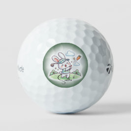 Schattig Konijn Golfer Ontwerp Golfballen