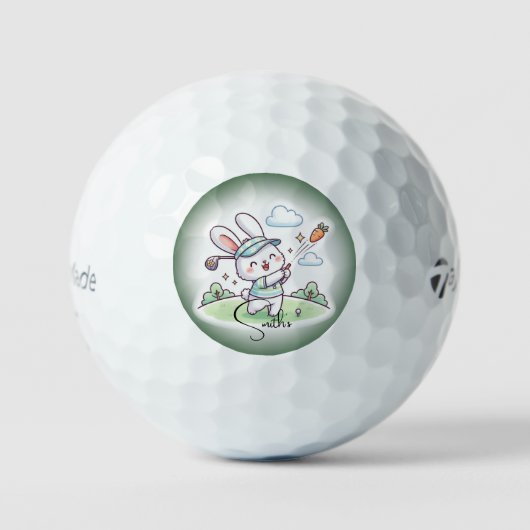 Schattig Konijn Golfer Ontwerp Golfballen (Voorkant)