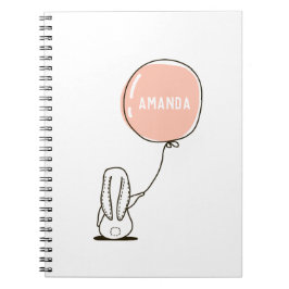 Schattig konijn. Grappig konijn dier en ballon voo Notitieboek