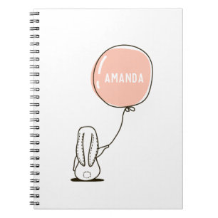 Schattig konijn. Grappig konijn dier en ballon voo Notitieboek
