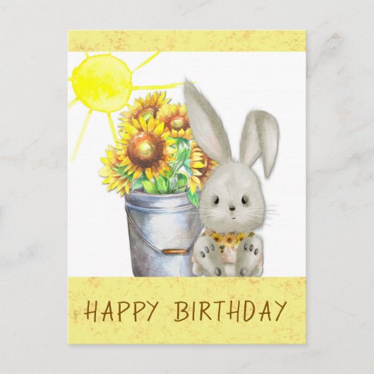 Schattig Konijn Happy Birthday Briefkaart (Voorkant)