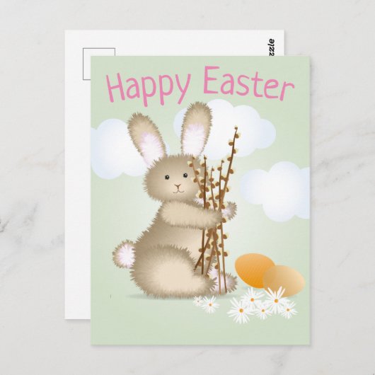 Schattig konijn Happy Easter Briefkaart (Voorkant / Achterkant)