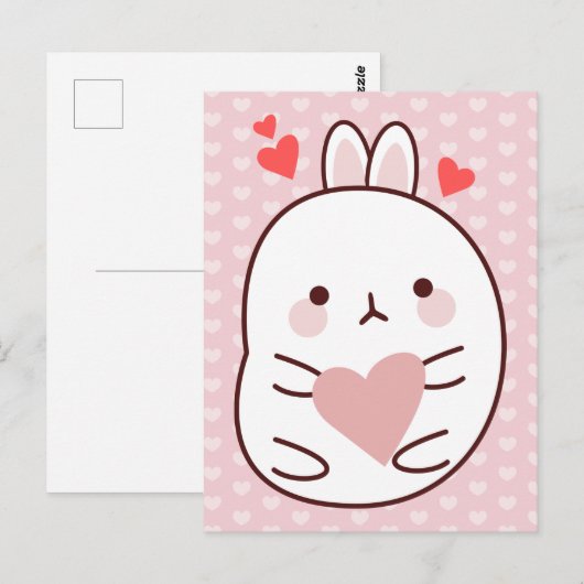Schattig Konijn Hart   Briefkaart (Voorkant / Achterkant)