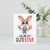 Schattig Konijn Hippie Alles wat je nodig hebt is  Briefkaart (Staand voorkant)