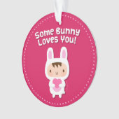 Schattig Konijn Houdt Van Jou Liefdesverklaring Ornament (voorkant)