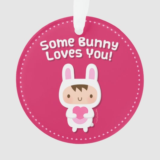 Schattig Konijn Houdt Van Jou Liefdesverklaring Ornament (voorkant)