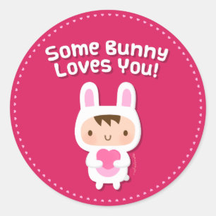 Schattig Konijn Houdt Van Jou Liefdesverklaring Ronde Sticker