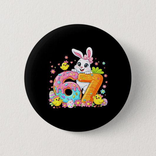 Schattig Konijn Ijs Florale Pasen Vrouwen Gi Ronde Button 5,7 Cm (Voorkant)