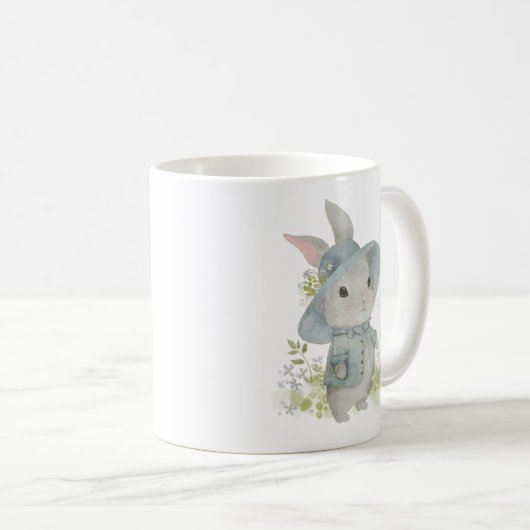 schattig konijn in een jurk met bloemen koffie mok (Voorkant rechts)