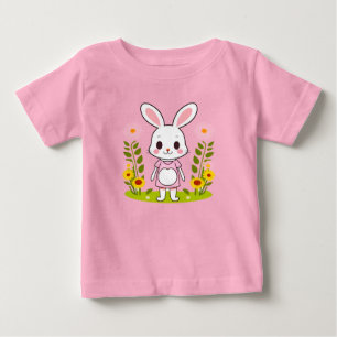 Schattig Konijn in een Jurk Omringd door Bloemen