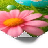 Schattig konijn in een kleurrijke lenteweide poster (Hoek)