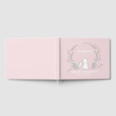 Schattig konijn in een krans, Blush Pink Babyshowe Gastenboek (Volledig)