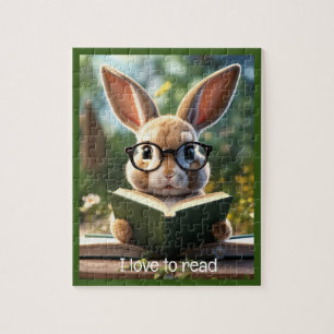 Schattig konijn in glazen liefde om cadeau voor le legpuzzel