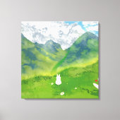 Schattig Konijn in Mountain View Canvas Afdruk (Voorkant)