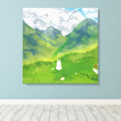 Schattig Konijn in Mountain View Canvas Afdruk (Insitu (Houten vloer))