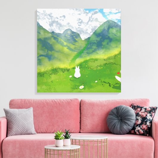 Schattig Konijn in Mountain View Canvas Afdruk (Insitu (Woonkamer))