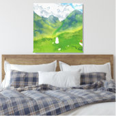 Schattig Konijn in Mountain View Canvas Afdruk (Insitu (Slaapkamer))