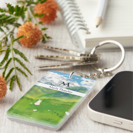 Schattig Konijn in Mountain View Personaliseer  Sleutelhanger
