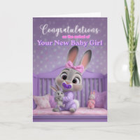 Schattig Konijn in Paars Gefeliciteerd met de Nieu