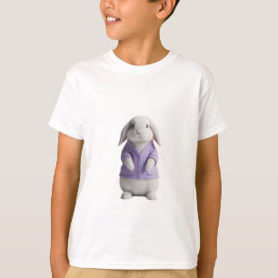 Schattig Konijn in Paarse Trui Kinderen T-shirt