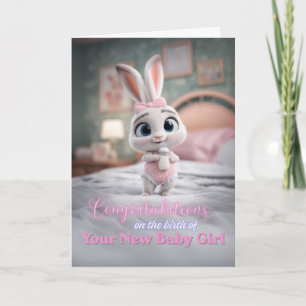 Schattig Konijn in Roze Gefeliciteerd met de Nieuw Kaart