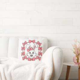 Schattig Konijn in Roze Strik Krans – Easter Coque Kussen