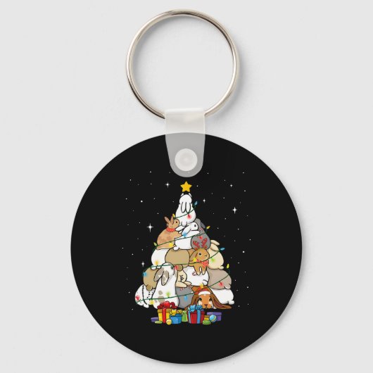Schattig Konijn Kerstboom 1 Sleutelhanger (Voorkant)