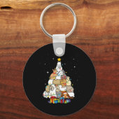 Schattig Konijn Kerstboom 1 Sleutelhanger (Voorkant)
