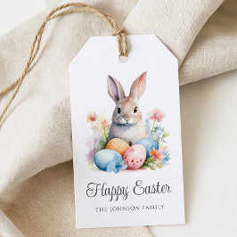 Schattig Konijn Kleurrijk Happy Pasen Cadeaulabel