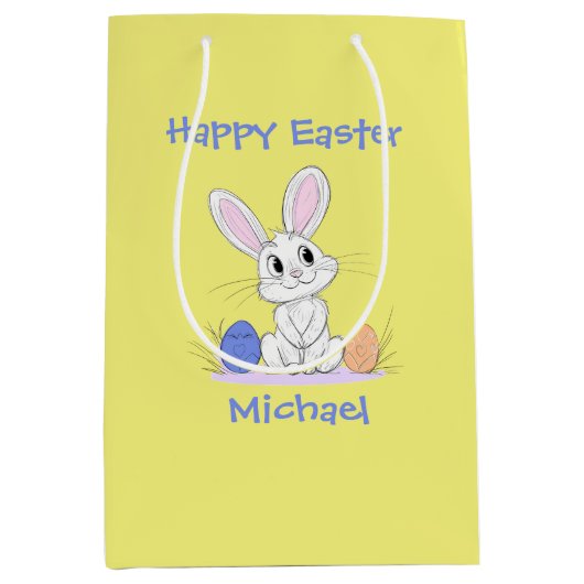 🐇🥚 Schattig Konijn & Kleurrijke Eieren🐇 🥚 Medium Cadeauzakje (Voorkant)