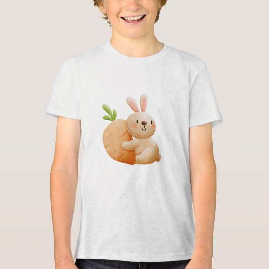 Schattig Konijn Knuffelt Wortel Tri-Blend Shirt (Voorkant)