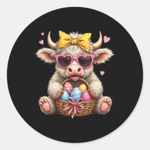 Schattig Konijn Koe Retro Boer Westerse Pasen Dag Ronde Sticker