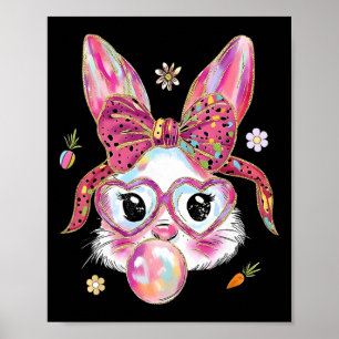 Schattig Konijn Konijn Gezicht Gelukkige Pasen Dag Poster